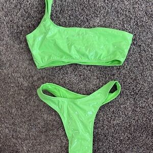 Lime Green One-Shoulder Bikini